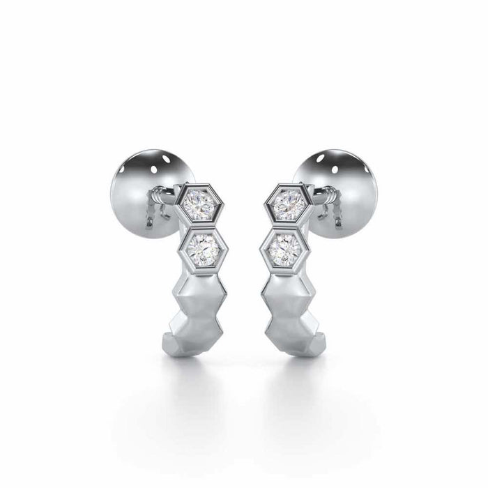 Majestic Marvel Silver Stud Earrings - White Gold - Image 1