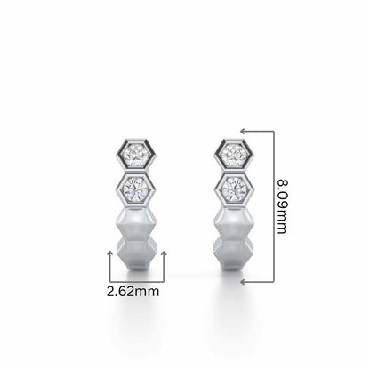 Majestic Marvel Silver Stud Earrings - White Gold - Image 2