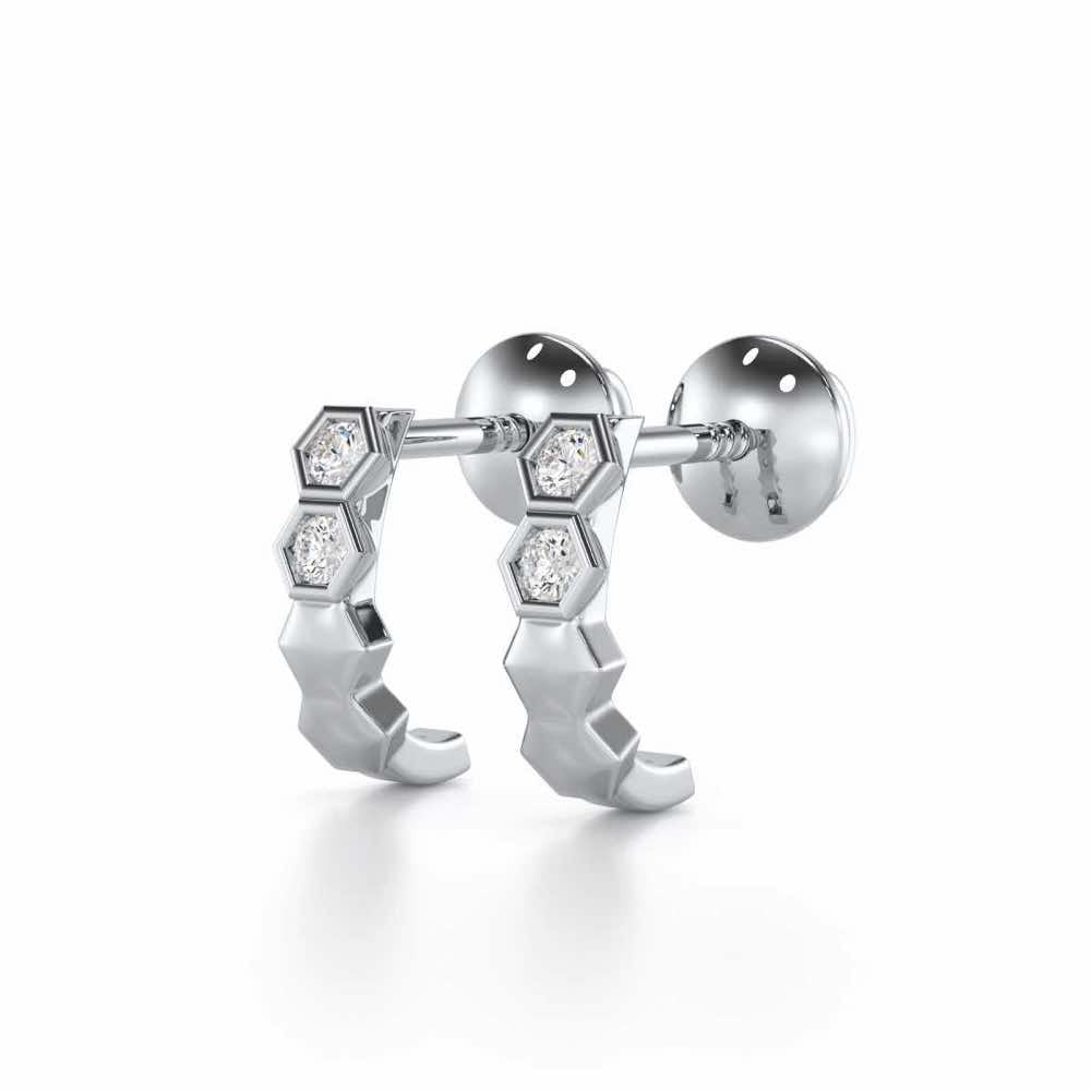Majestic Marvel Silver Stud Earrings - White Gold - Image 3