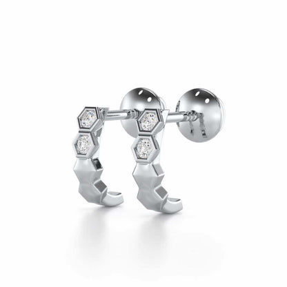 Majestic Marvel Silver Stud Earrings - White Gold - Image 3