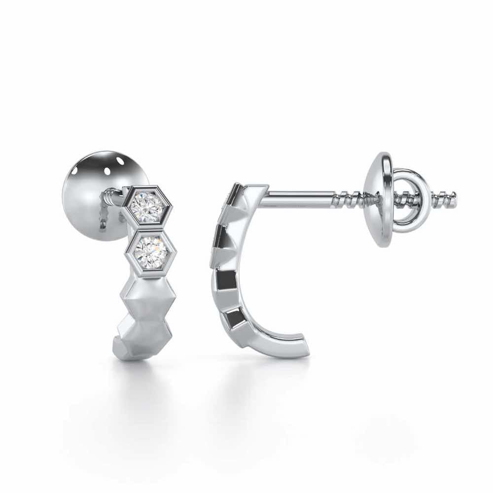 Majestic Marvel Silver Stud Earrings - White Gold - Image 4