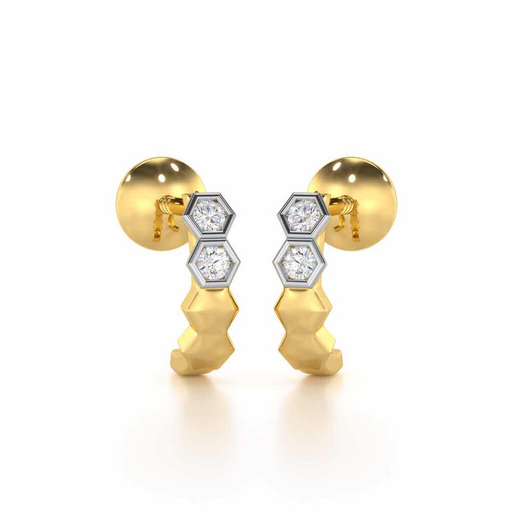 Majestic Marvel Silver Stud Earrings - Yellow Gold - Image 1