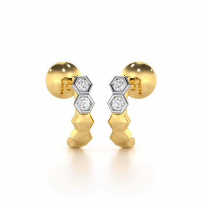 Majestic Marvel Silver Stud Earrings - Yellow Gold - Image 1