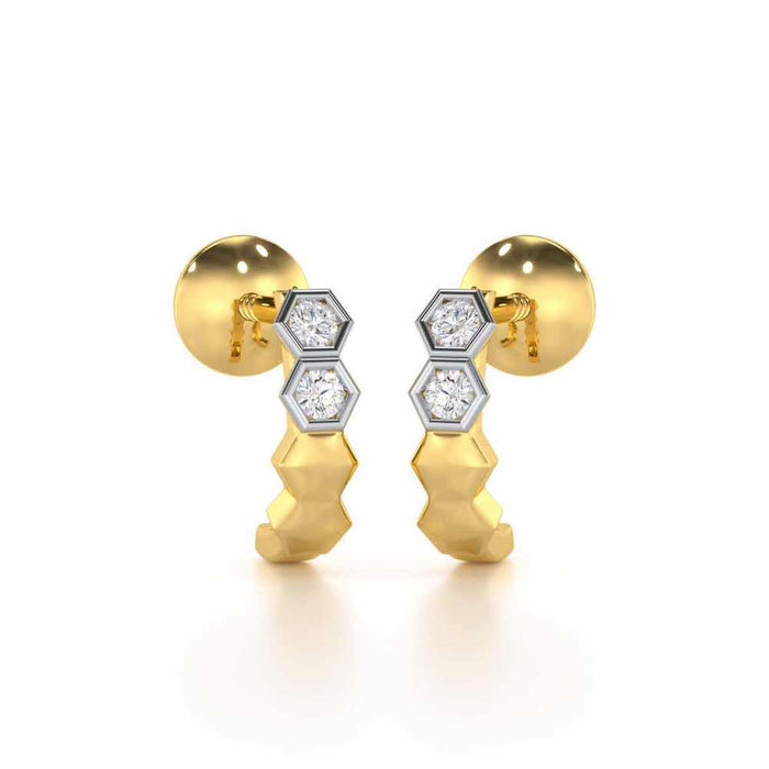 Majestic Marvel Silver Stud Earrings - Yellow Gold - Image 1