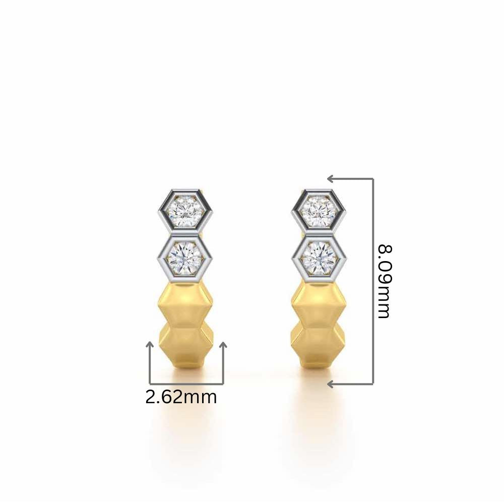 Majestic Marvel Silver Stud Earrings - Yellow Gold - Image 2