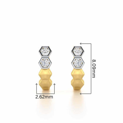Majestic Marvel Silver Stud Earrings - Yellow Gold - Image 2