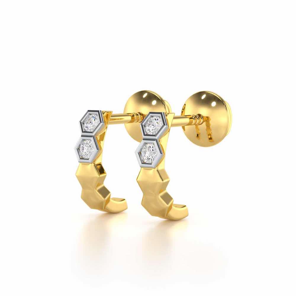 Majestic Marvel Silver Stud Earrings - Yellow Gold - Image 3