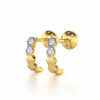 Majestic Marvel Silver Stud Earrings - Yellow Gold - Image 3