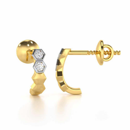 Majestic Marvel Silver Stud Earrings - Yellow Gold - Image 4