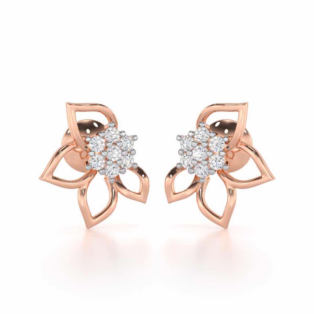 Majestic Melody Silver Stud Earrings - Rose Gold - Image 1