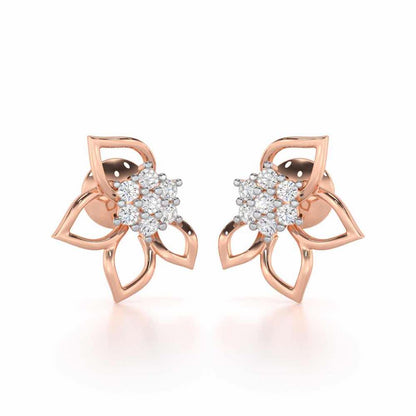 Majestic Melody Silver Stud Earrings - Rose Gold - Image 1