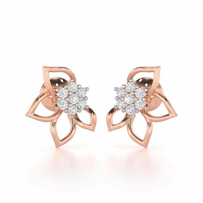Majestic Melody Silver Stud Earrings - Rose Gold - Image 1
