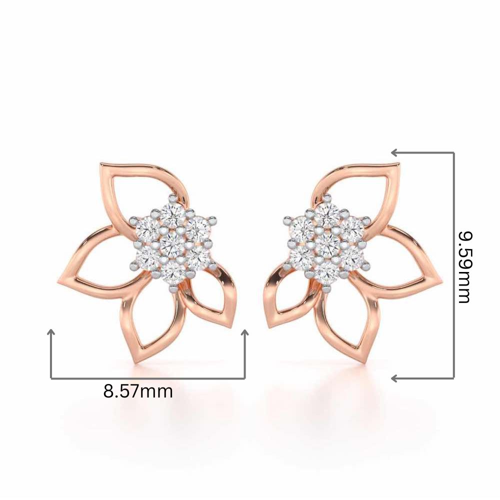 Majestic Melody Silver Stud Earrings - Rose Gold - Image 2