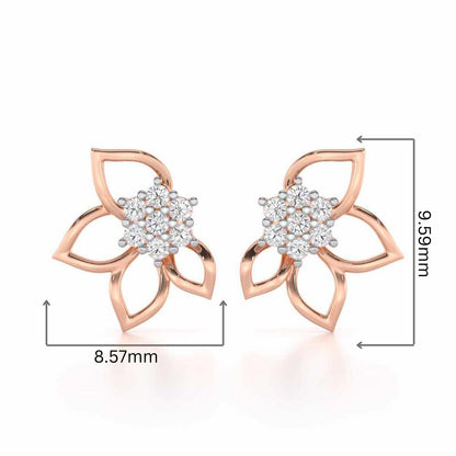 Majestic Melody Silver Stud Earrings - Rose Gold - Image 2