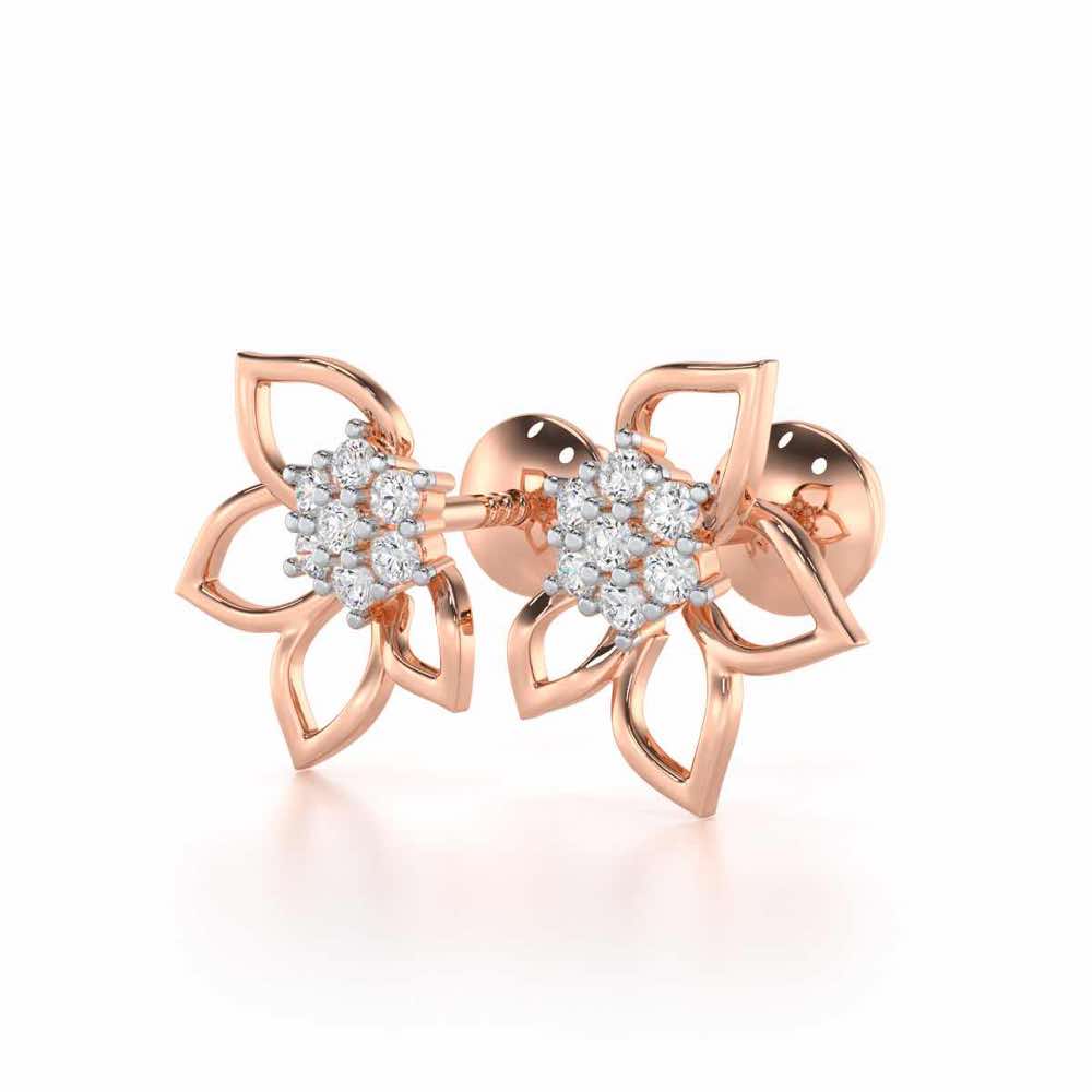 Majestic Melody Silver Stud Earrings - Rose Gold - Image 3