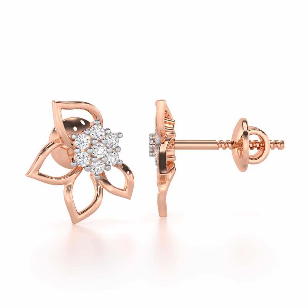 Majestic Melody Silver Stud Earrings - Rose Gold - Image 4