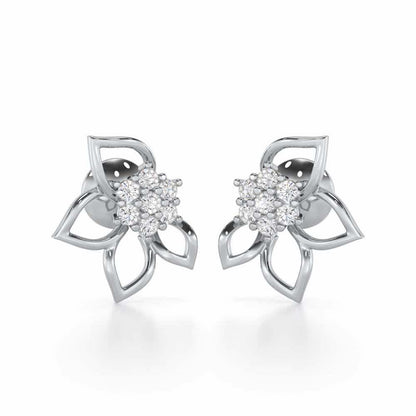 Majestic Melody Silver Stud Earrings - White Gold - Image 1