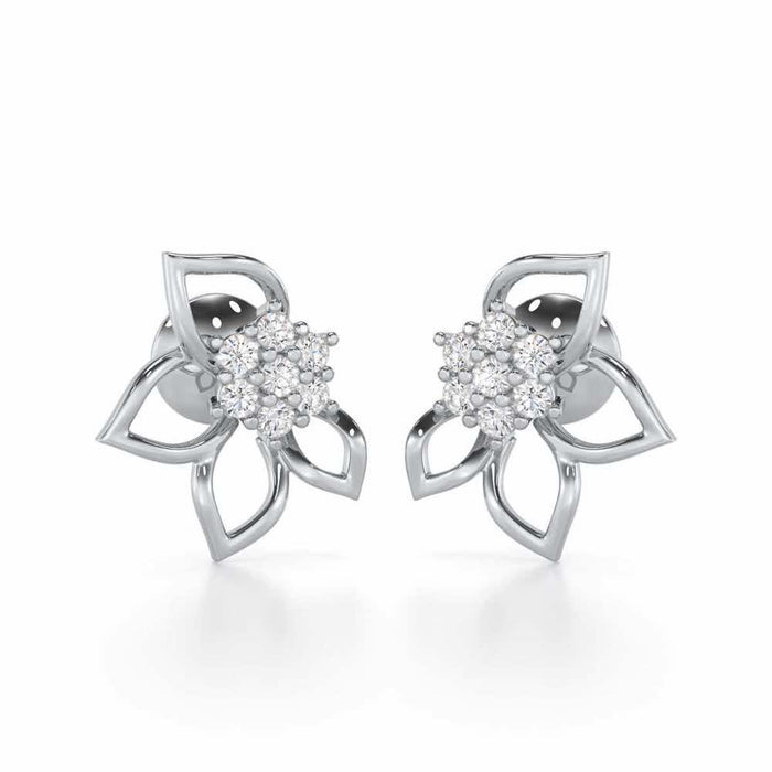 Majestic Melody Silver Stud Earrings - White Gold - Image 1