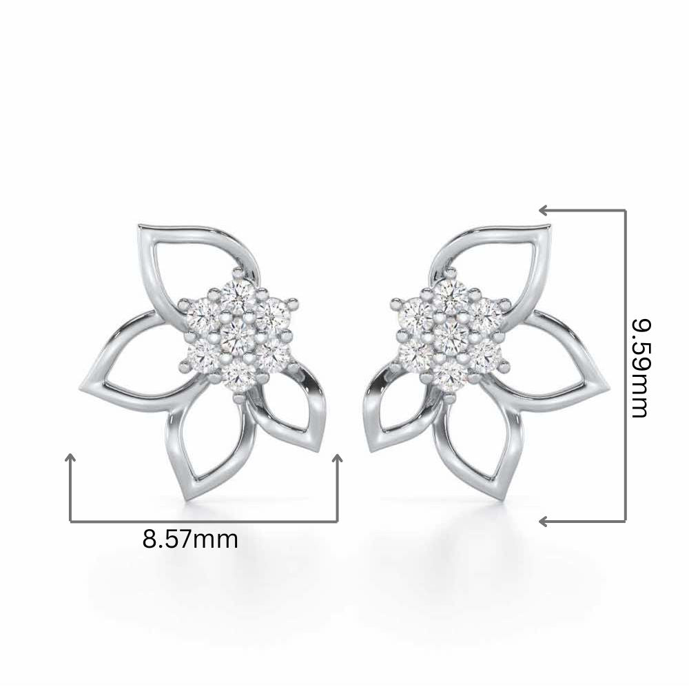 Majestic Melody Silver Stud Earrings - White Gold - Image 2