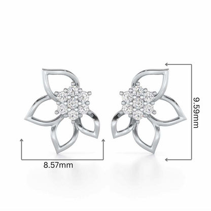 Majestic Melody Silver Stud Earrings - White Gold - Image 2