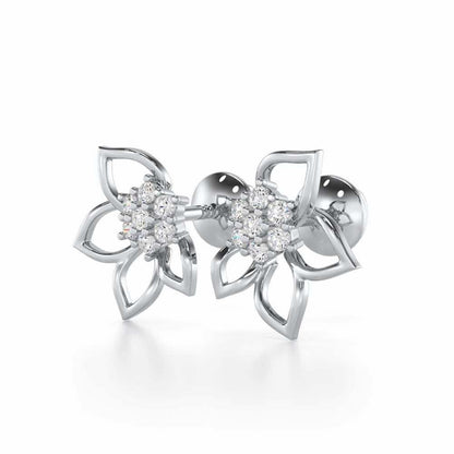 Majestic Melody Silver Stud Earrings - White Gold - Image 3