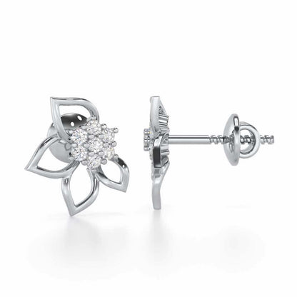 Majestic Melody Silver Stud Earrings - White Gold - Image 4