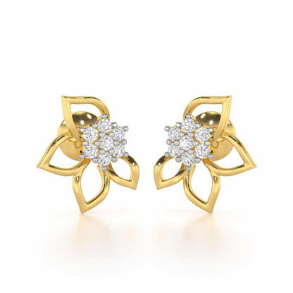 Majestic Melody Silver Stud Earrings - Yellow Gold - Image 1