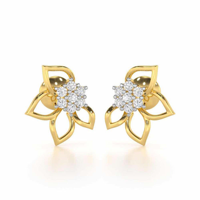 Majestic Melody Silver Stud Earrings - Yellow Gold - Image 1