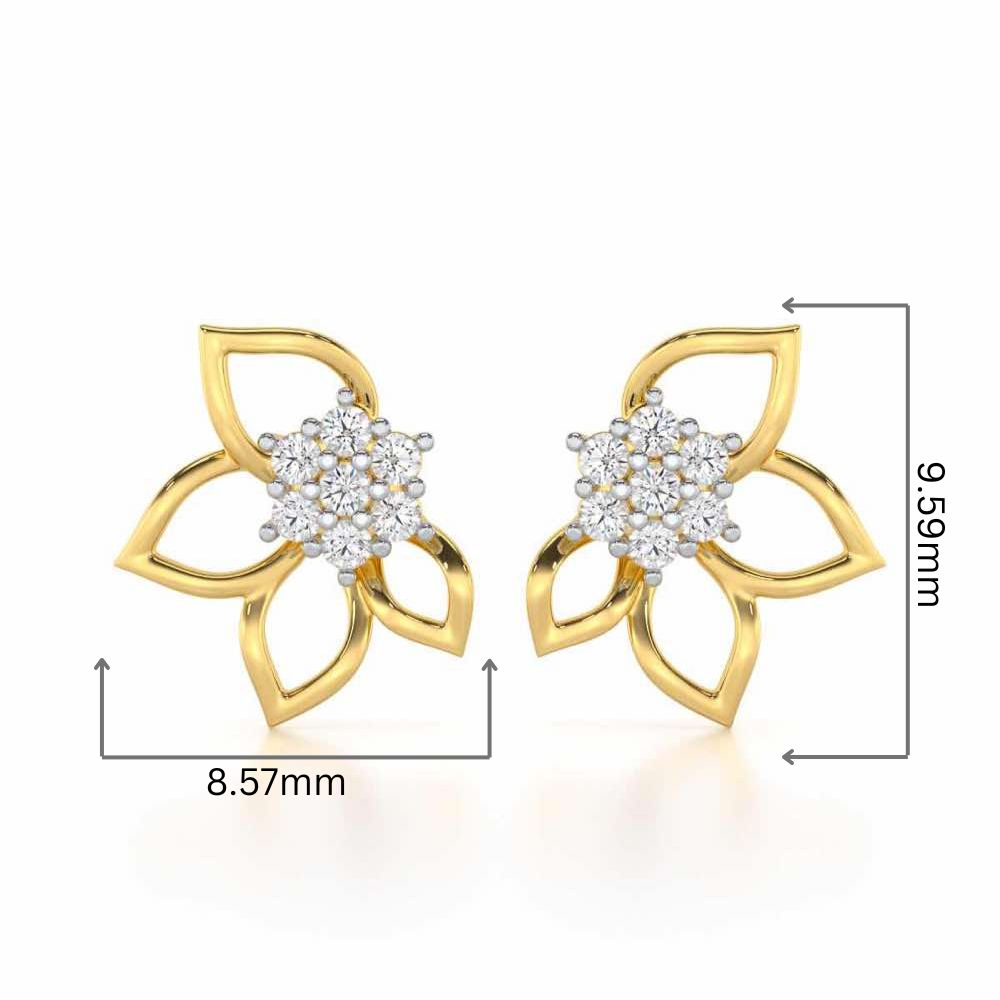 Majestic Melody Silver Stud Earrings - Yellow Gold - Image 2