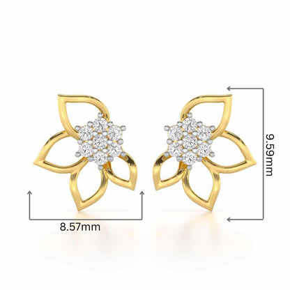 Majestic Melody Silver Stud Earrings - Yellow Gold - Image 2
