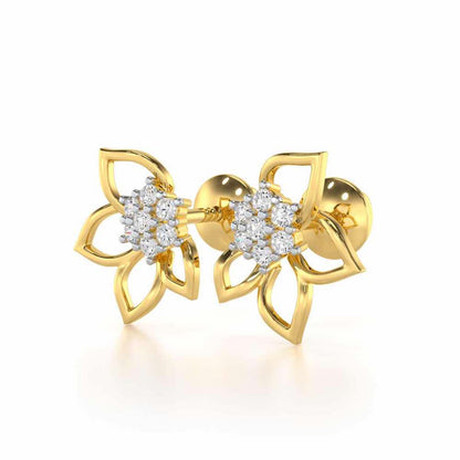 Majestic Melody Silver Stud Earrings - Yellow Gold - Image 3