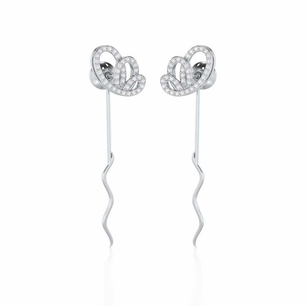 Majestic Mirage Silver Drop Earrings - White Gold - Image 1