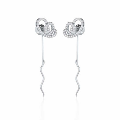 Majestic Mirage Silver Drop Earrings - White Gold - Image 1