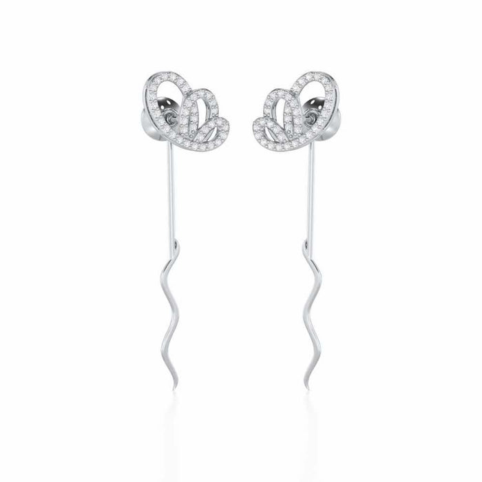 Majestic Mirage Silver Drop Earrings - White Gold - Image 1