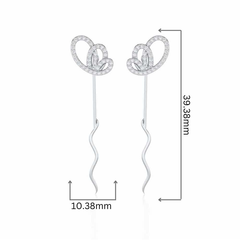 Majestic Mirage Silver Drop Earrings - White Gold - Image 2