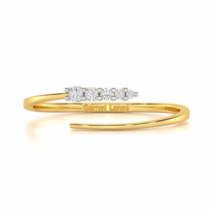 Majestic Sparkle Silver Ring - Yellow Gold - Image 4