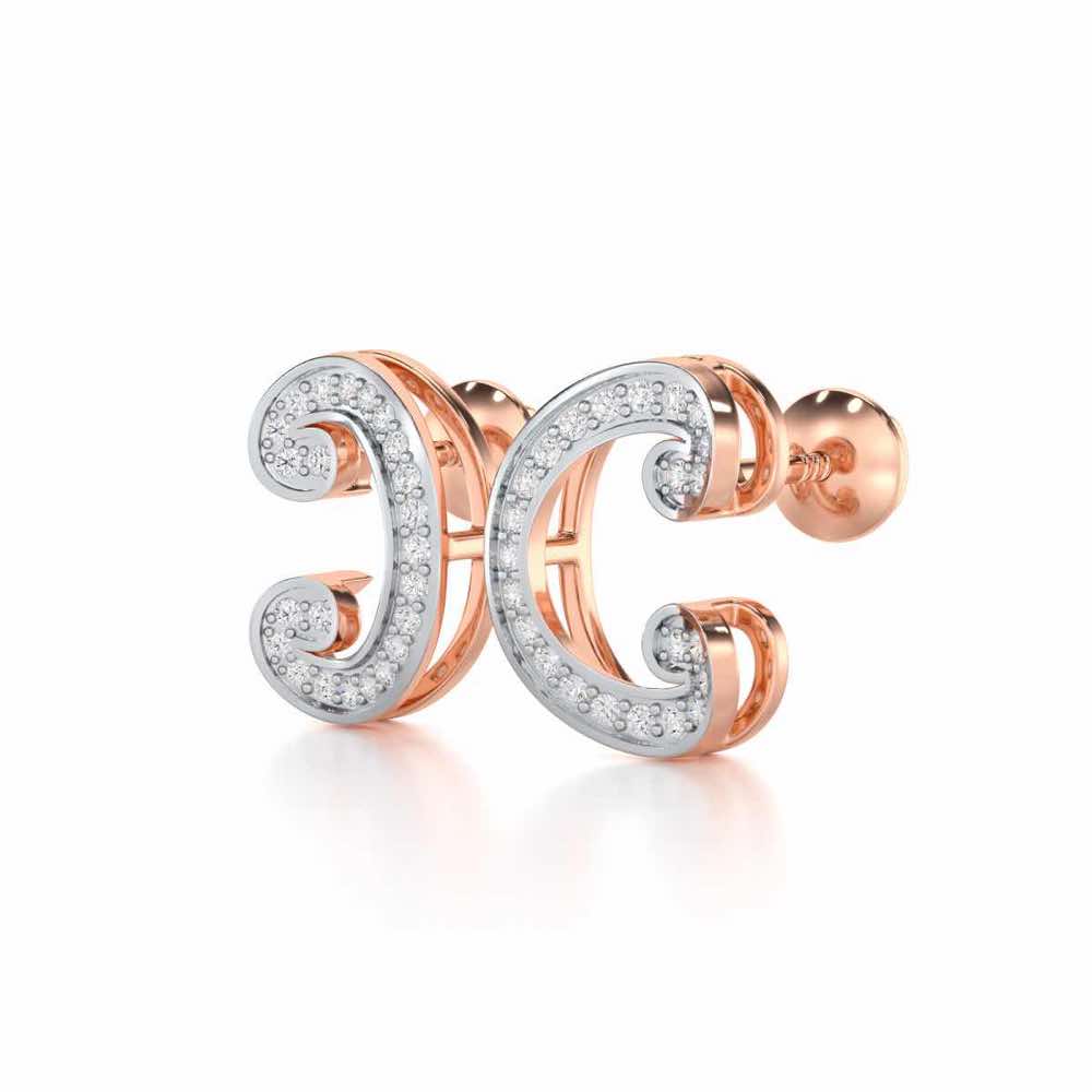 Majestic Swirl Silver Earrings - Rose Gold - Image 3