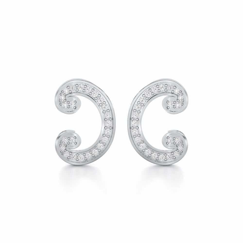 Majestic Swirl Silver Earrings - White Gold - Image 1