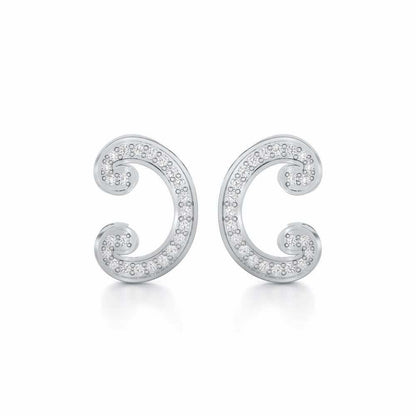 Majestic Swirl Silver Earrings - White Gold - Image 1