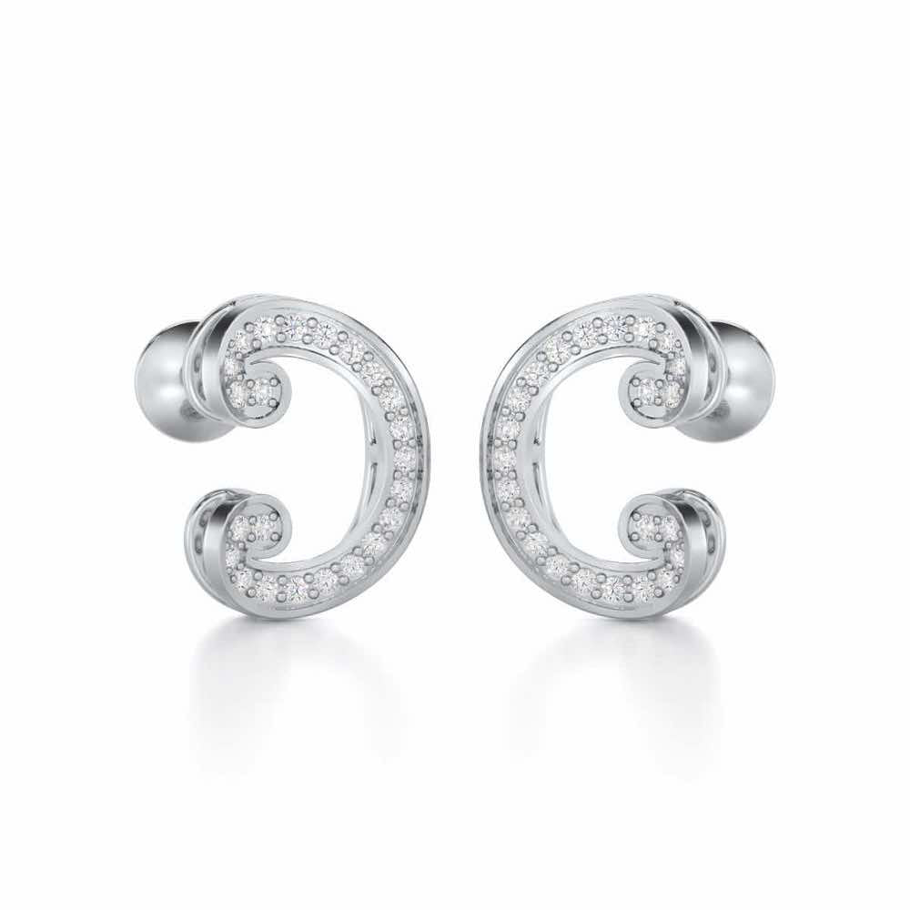 Majestic Swirl Silver Earrings - White Gold - Image 2