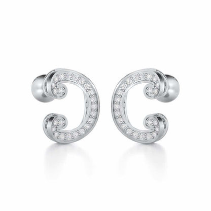 Majestic Swirl Silver Earrings - White Gold - Image 2