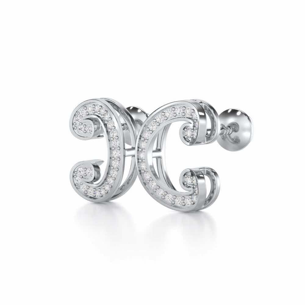 Majestic Swirl Silver Earrings - White Gold - Image 3