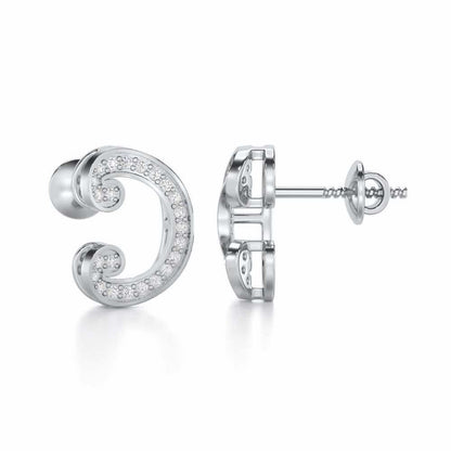 Majestic Swirl Silver Earrings - White Gold - Image 4