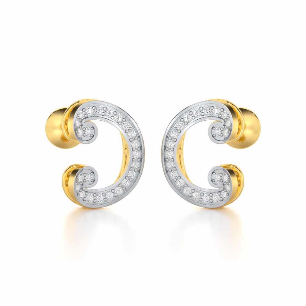 Majestic Swirl Silver Earrings - Yellow Gold - Image 2