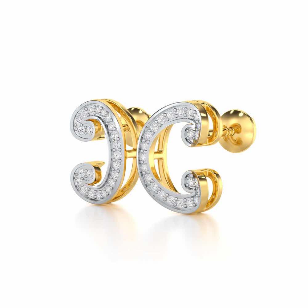 Majestic Swirl Silver Earrings - Yellow Gold - Image 3