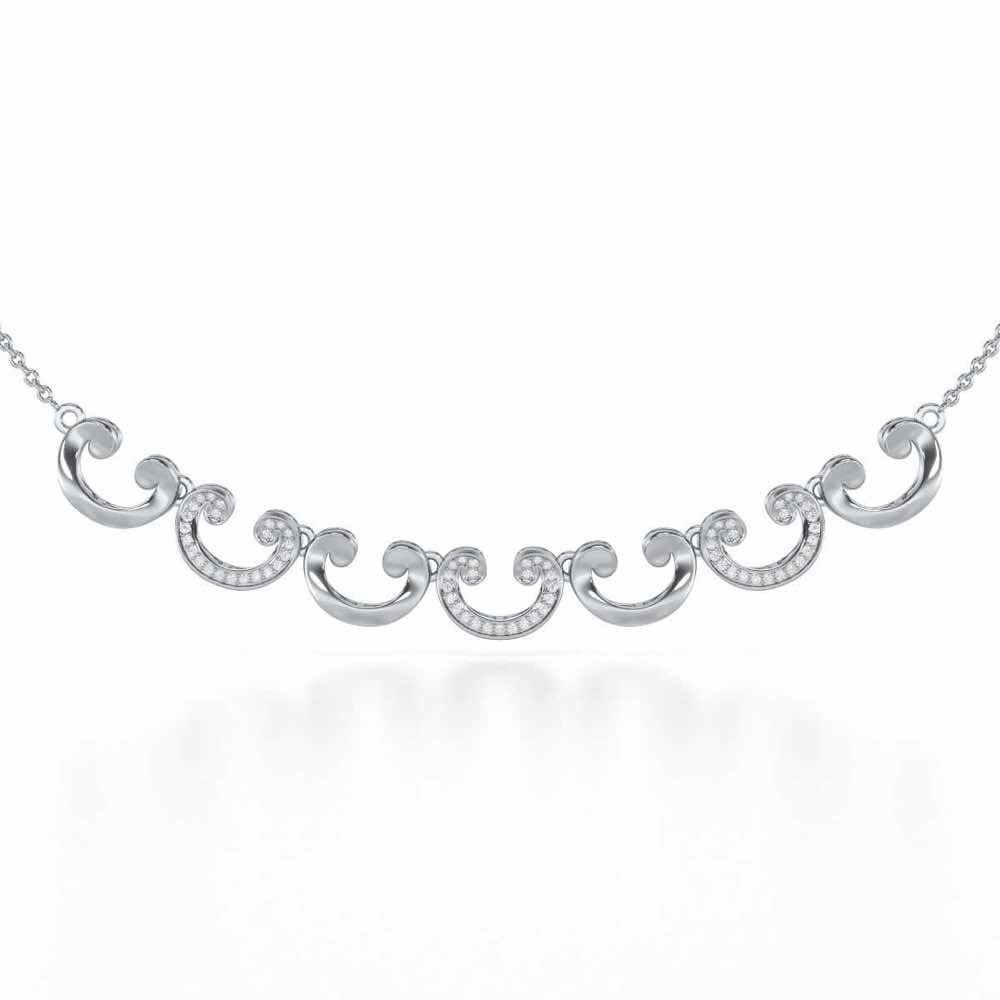 Majestic Swirl Silver Necklace - White Gold - Image 1