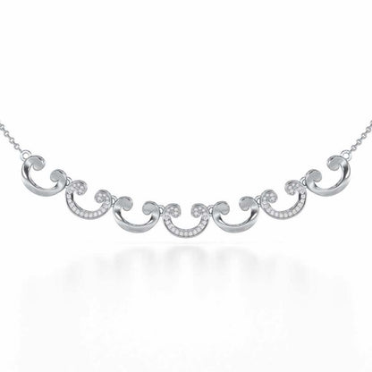 Majestic Swirl Silver Necklace - White Gold - Image 1