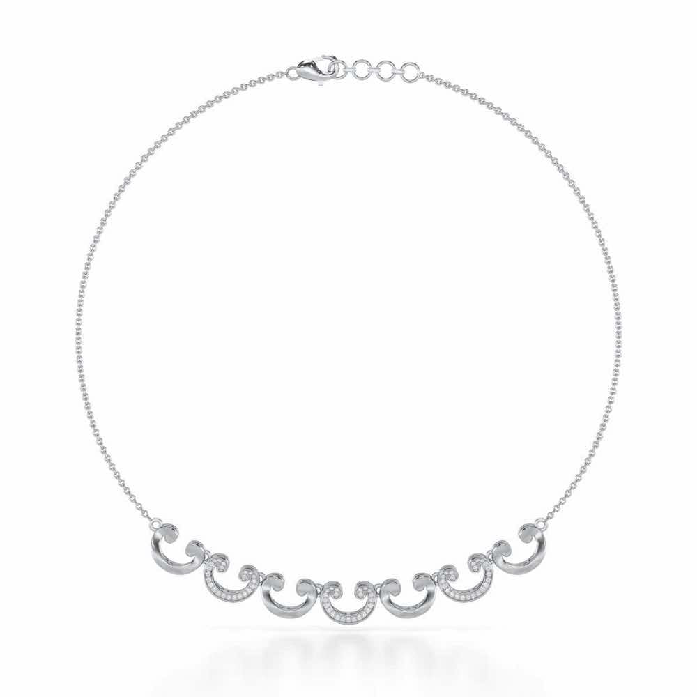 Majestic Swirl Silver Necklace - White Gold - Image 2
