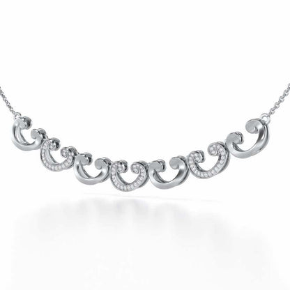 Majestic Swirl Silver Necklace - White Gold - Image 3