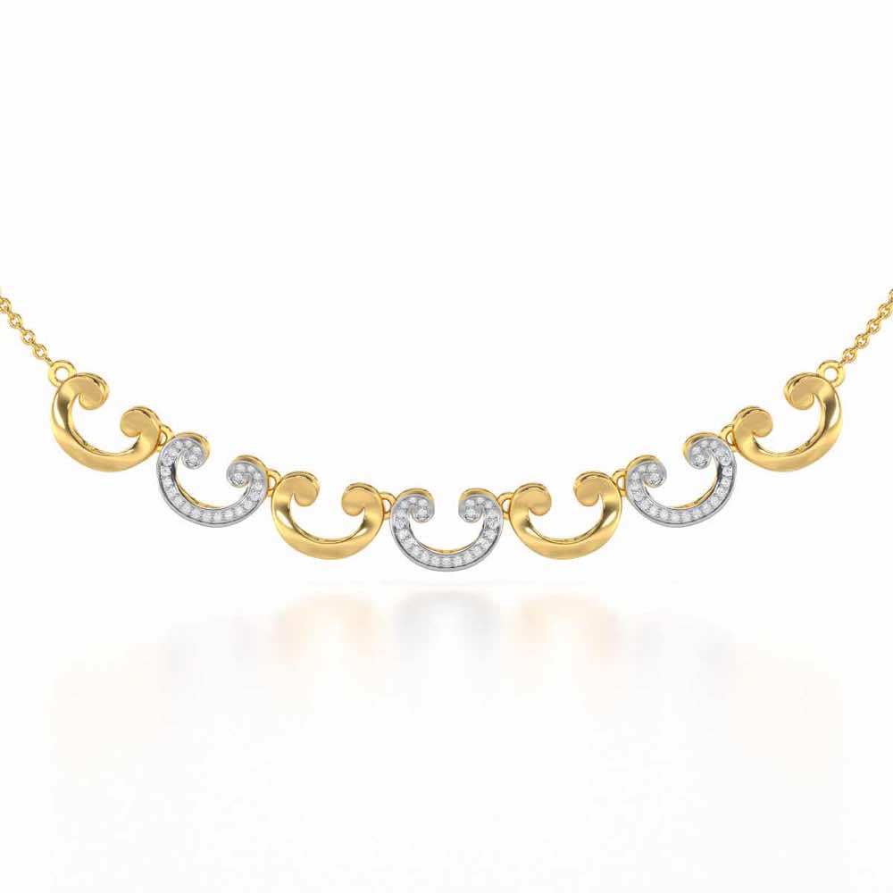 Majestic Swirl Silver Necklace - Yellow Gold - Image 1